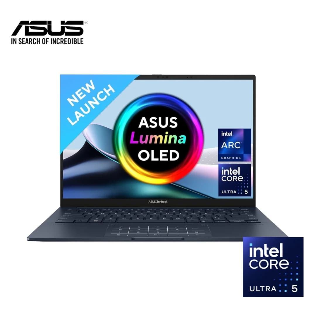 Asus Zenbook 14 OLED Intel EVO Ultra 5 125H – Built-in AI – 8GB DDR5 RAM – 512GB NVMe Gen 4 SSD – Intel ARC Graphics – 14″ WUXGA OLED Touch Display – Backlit Keyboard